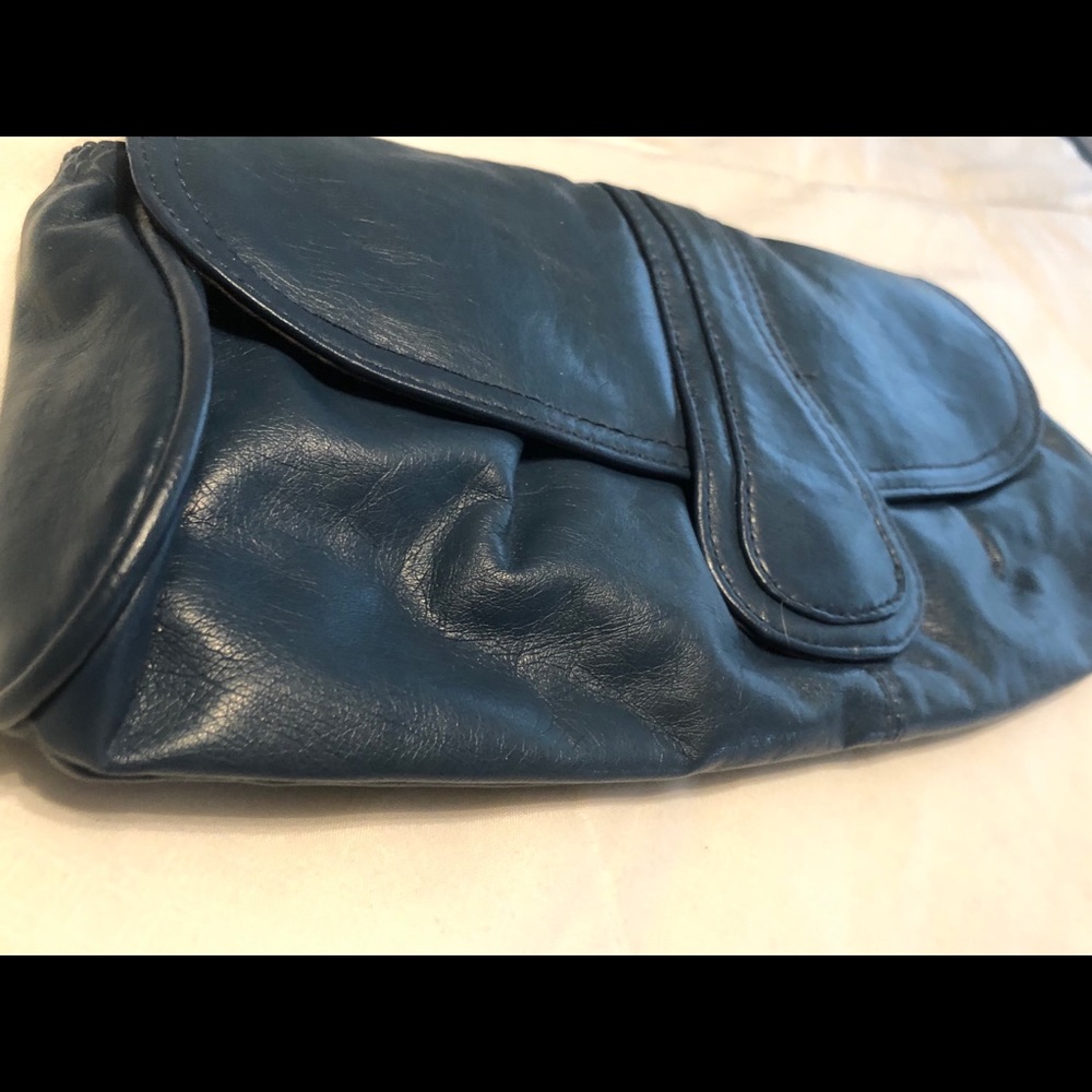 Blue Vegan Leather Clutch